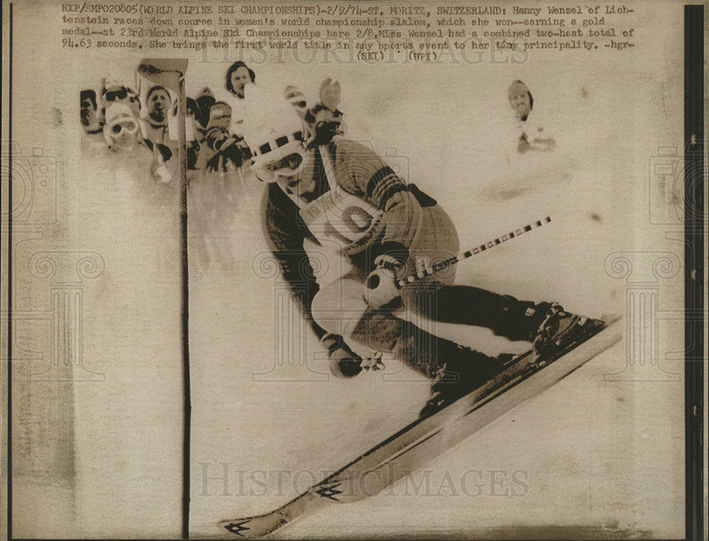 1974 Press Photo Hanny Wenzel Skis in Women&#39;s World Championship - Historic Images