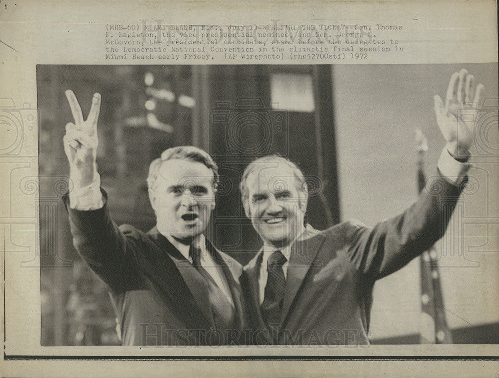 1972 Press Photo Senators Thomas Eagleton and George McGovern - Historic Images