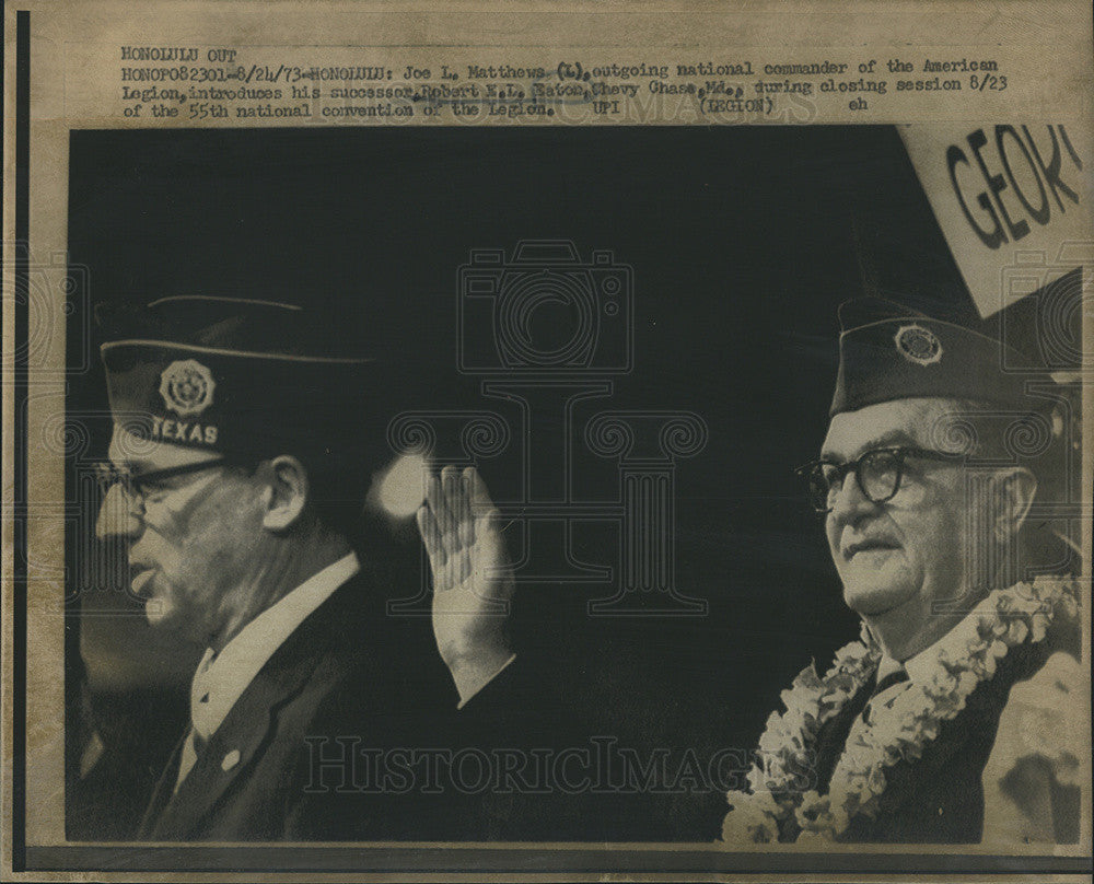 1973 Press Photo American Legion Joe Matthews Successor Robert Eaton Convention - Historic Images