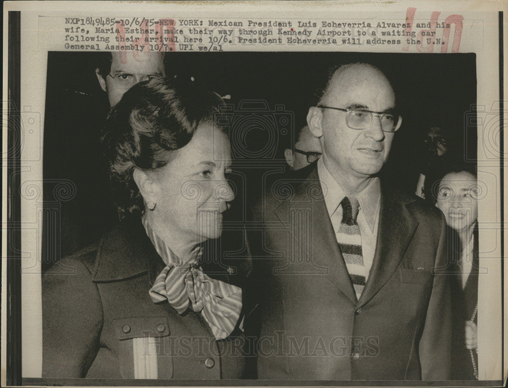 1975 Press Photo Mexican President Luis Echeverria Alvarez/Wife Maria Esther - Historic Images