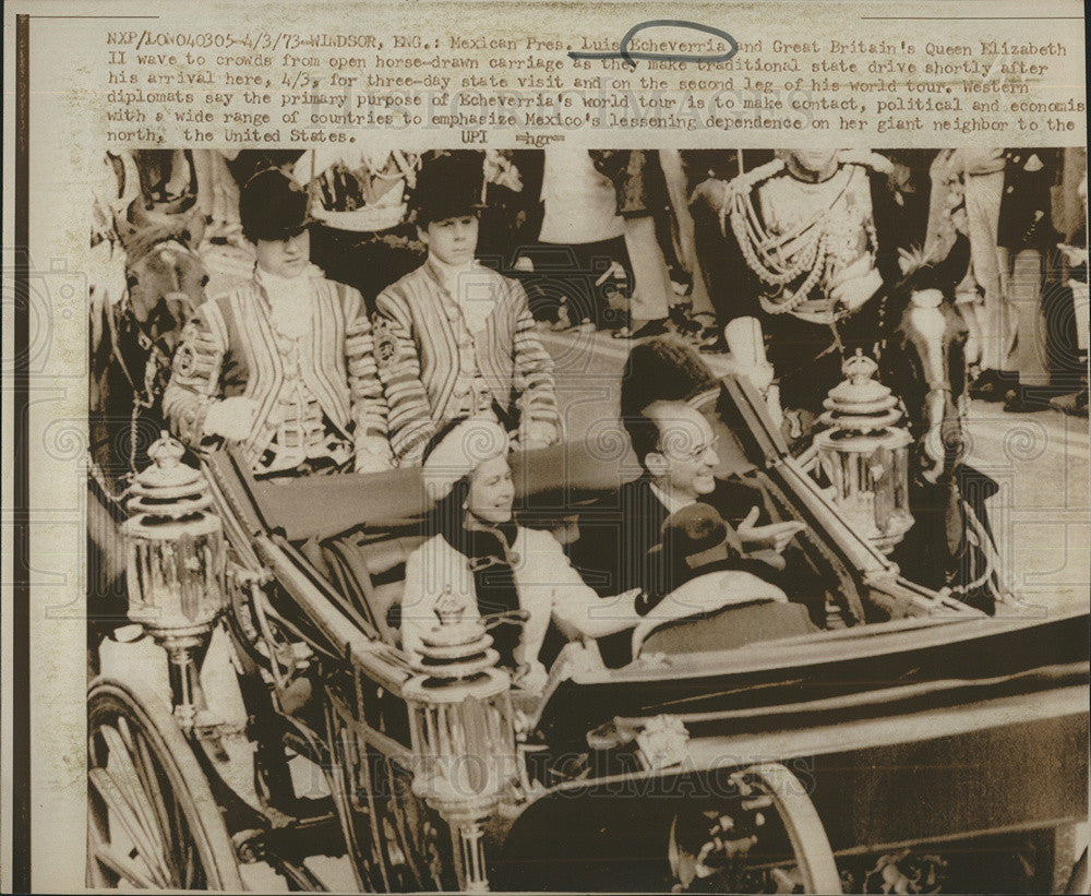 1973 Press Photo Mex. President Luis Echeverria and Queen Elizabeth II - Historic Images