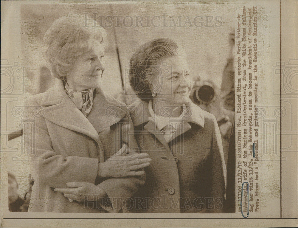 1970 Press Photo Mrs. Richard Nixon/Maria Esther De Echeverria/Mexico - Historic Images