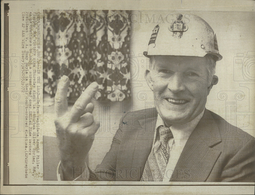 1972 Press Photo United Mine Workers Candidate Arnold Miller - Historic Images