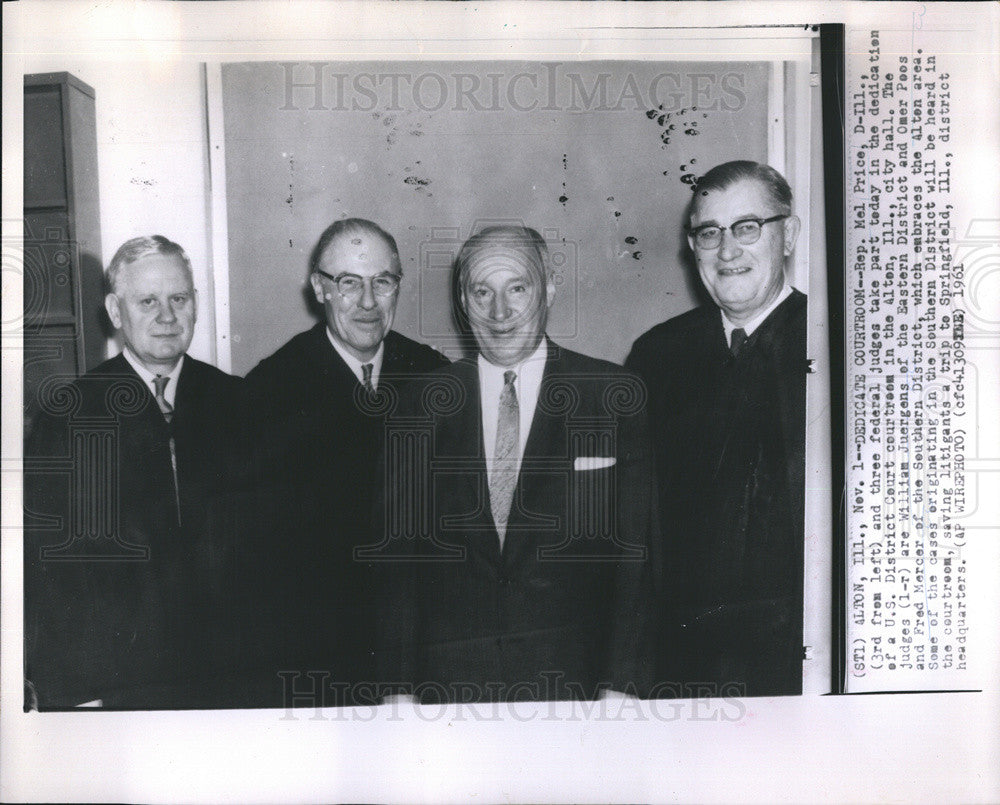 1961 Press Photo Rep Mel Price &amp; Federal Judges, Dedication of US DIstrict Court - Historic Images