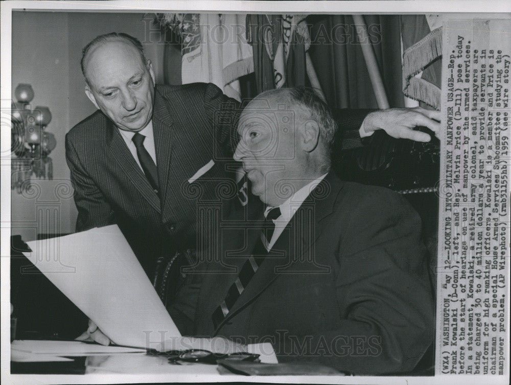 1959 Press Photo Representative Frank Kowalski Melvin Price - Historic Images