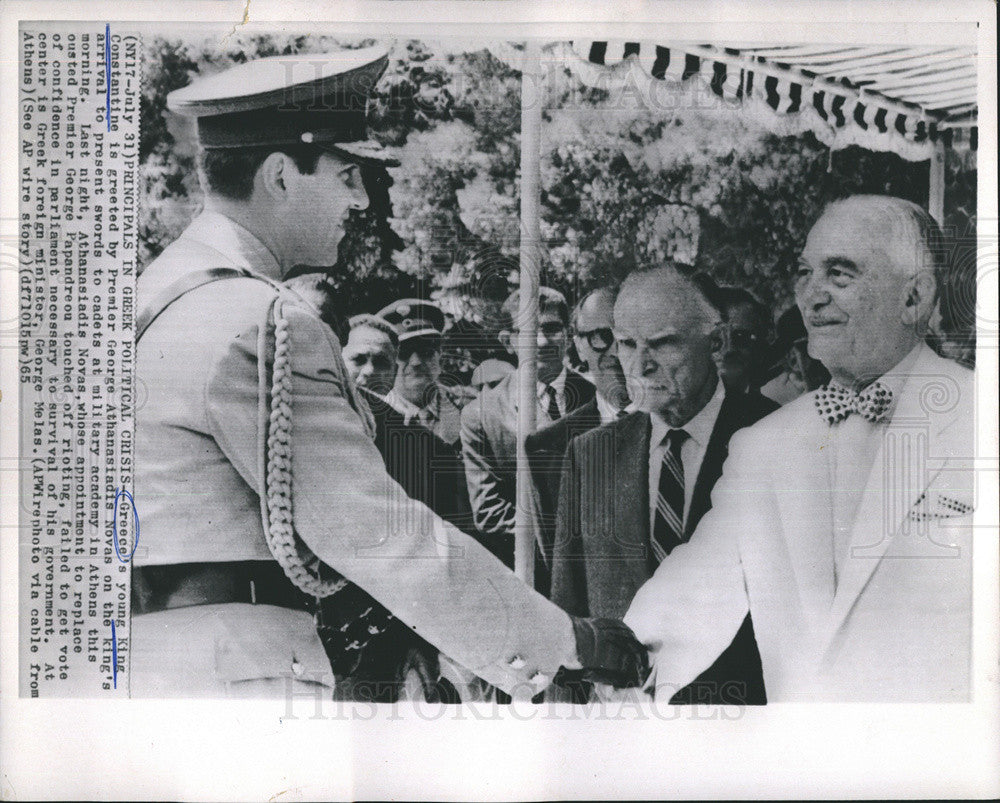 1965 Press Photo of Greek King Constantine and Premier George Athanasiadis - Historic Images