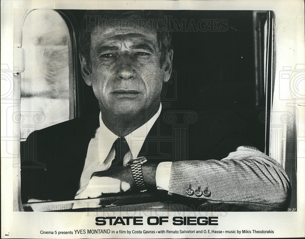 1973 Press Photo Yves Montand plays in &quot;State of Siege,&quot; - Historic Images