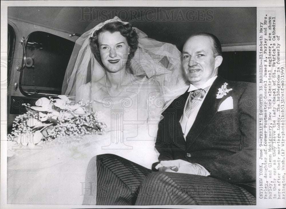 1949 Press Photo Elizabeth Mary Farley marries Glenn Montgomery, and electrical - Historic Images