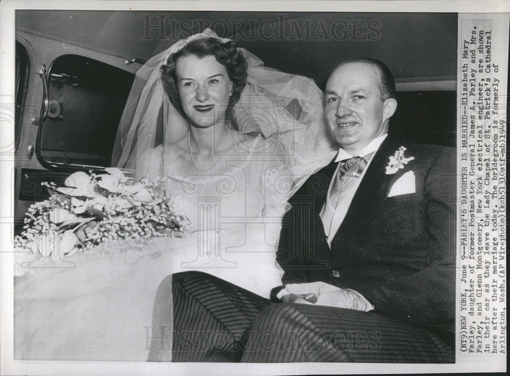 1949 Press Photo Elizabeth Mary Farley and Glenn Montgomery marry - Historic Images