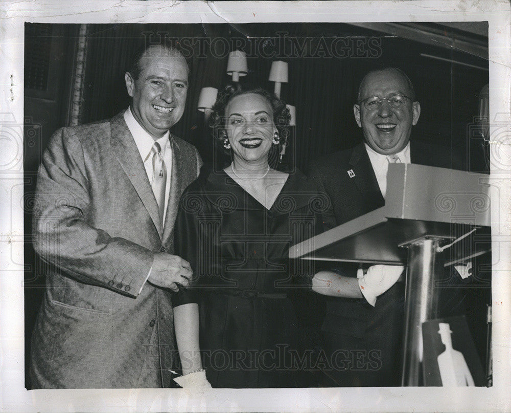 1956 Press Photo Writer Patricia Hancock Receives Award Willard Cole - Historic Images