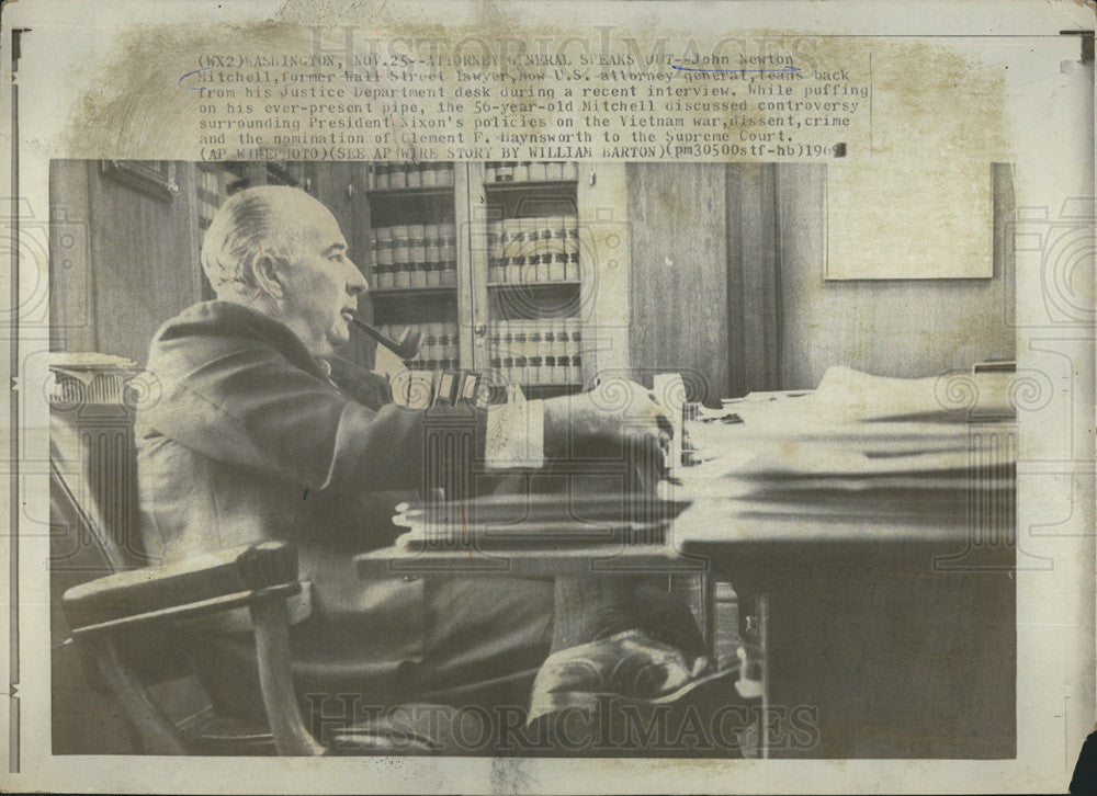 1969 Press Photo John Newton Mitchell, U. S. Attorney General - Historic Images