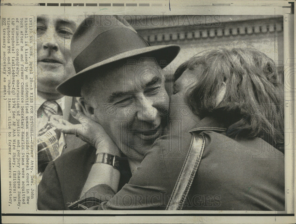 1974 Press Photo Attorney General John Mitchell Acquitted On Obstruction Charge - Historic Images