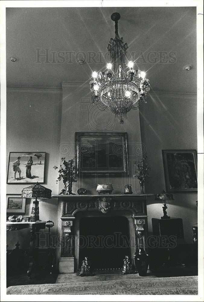 1977 Press Photo HIgh Ceilings and Marble Fireplace Thompson Northside Row House - Historic Images