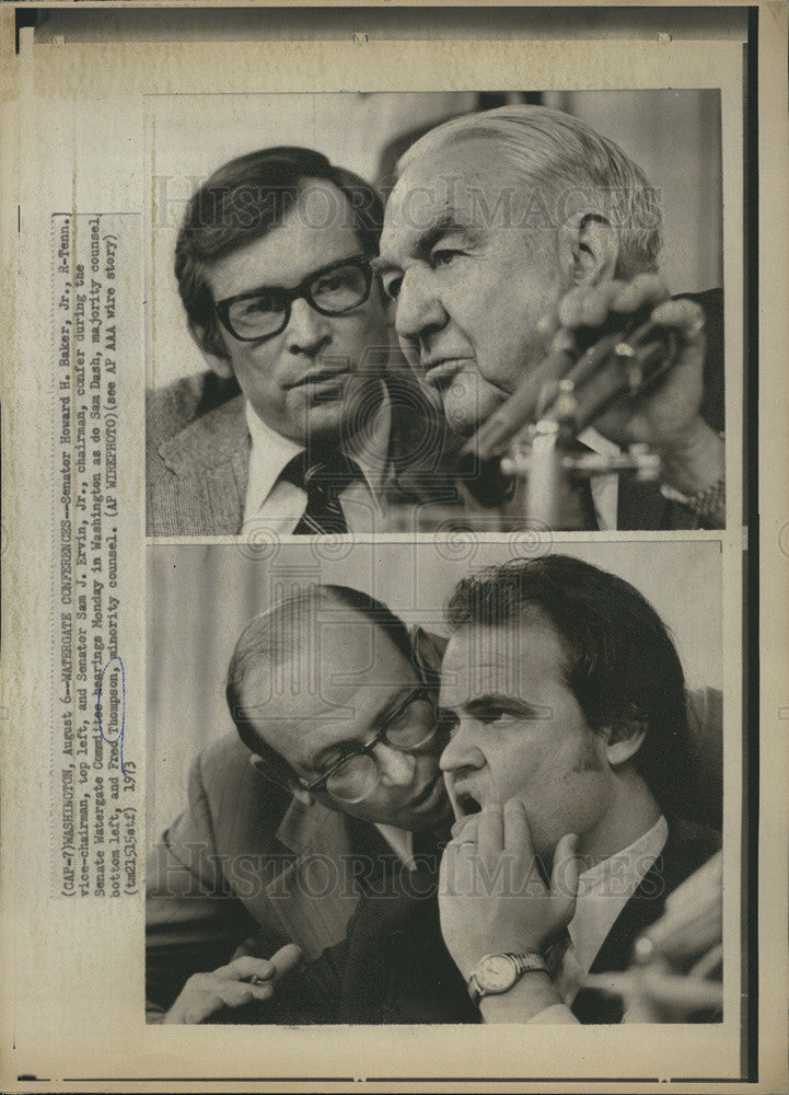 1973 Press Photo Fred Thompson And Senators As Watergate Hearings-Howard Baker - Historic Images