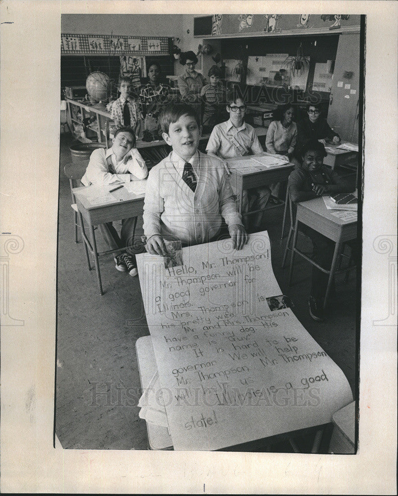 1977 Press Photo Handicapped student of Bryne Elementary School, Oak Park. - Historic Images