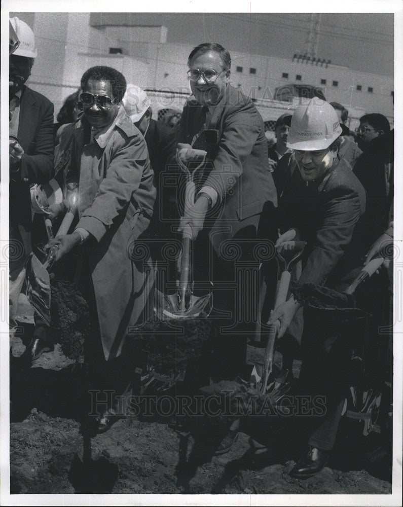 1989 Press Photo Groundbreaking Ceremony For Chicago White Sox Baseball Stadium - Historic Images