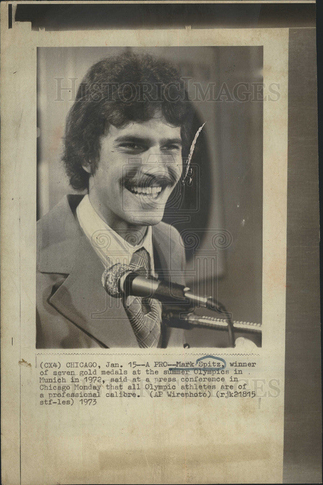 1973 Press Photo Mark Spitz, Winner Of Seven Gold Medals At Munich In 1972 - Historic Images