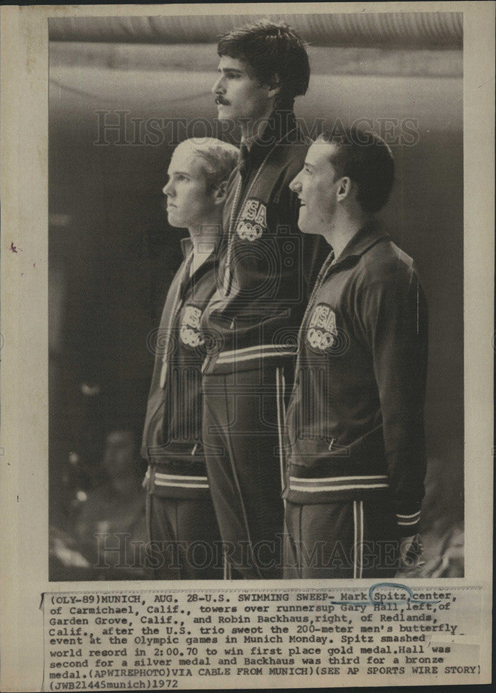 1972 Press Photo  Mark Spitz of California Olympic Gold Medal Swimmer - Historic Images