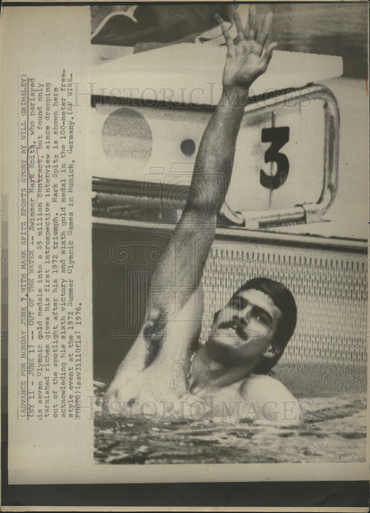 1976 Press Photo  Mark Spitz of California Olympic Gold Medal Swimmer - Historic Images
