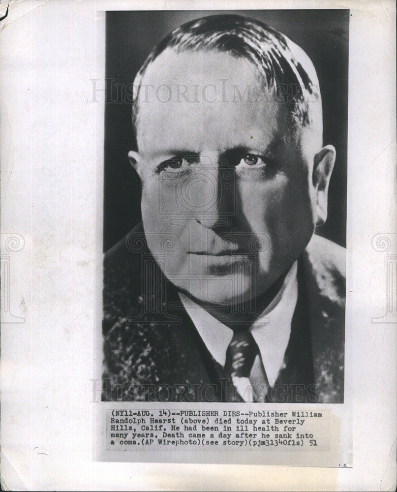 1951 Press Photo Publisher William Randolph Hearst - Historic Images