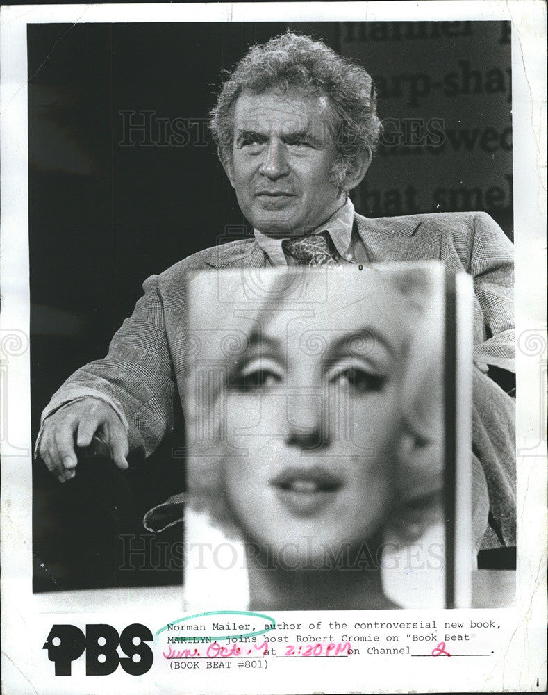 1973 Press Photo Norman Mailer Author New Book &quot;Marilyn&quot; Joins PBS Book Beat - Historic Images