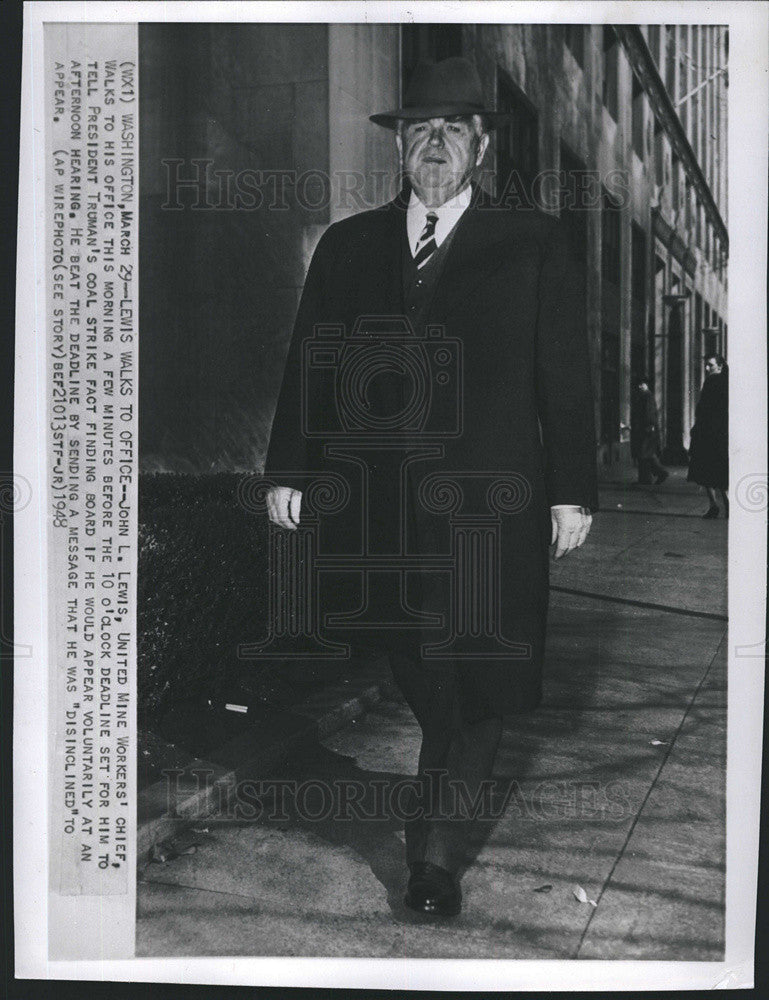 1948 Press Photo John L. Lewis United Mine Workers Chief Coal Strike Hearing - Historic Images