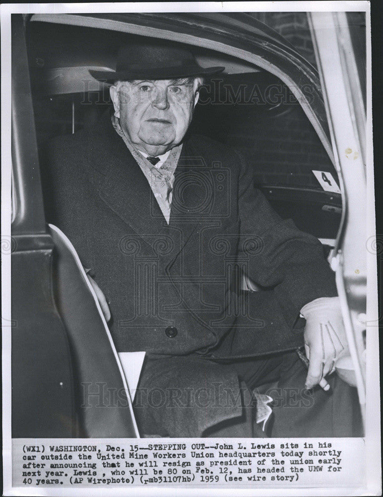 1959 Press Photo Stepping Out John L.Lewis,Leader of United Mine Workers Union. - Historic Images