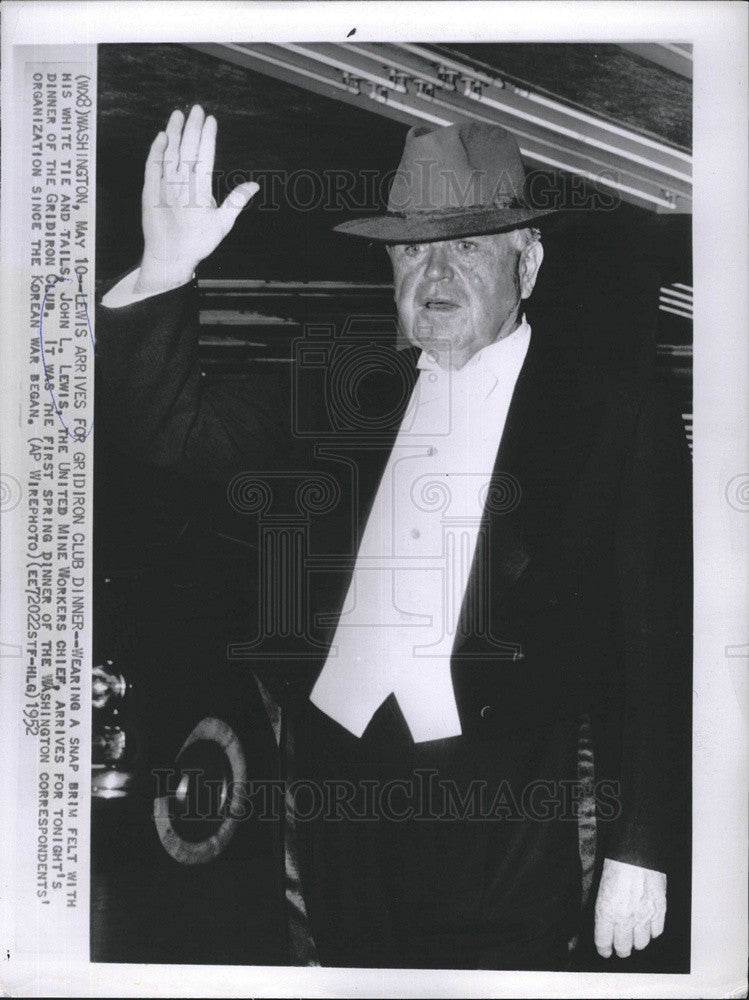 1952 Press Photo John L. Lewis United Mine Workers Chief Dinner Gridiron Club - Historic Images