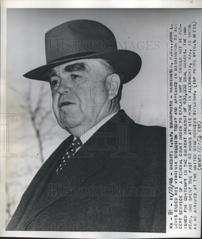 1946 Press Photo John L. Lewis President United Mine Workers Union Federal Court - Historic Images