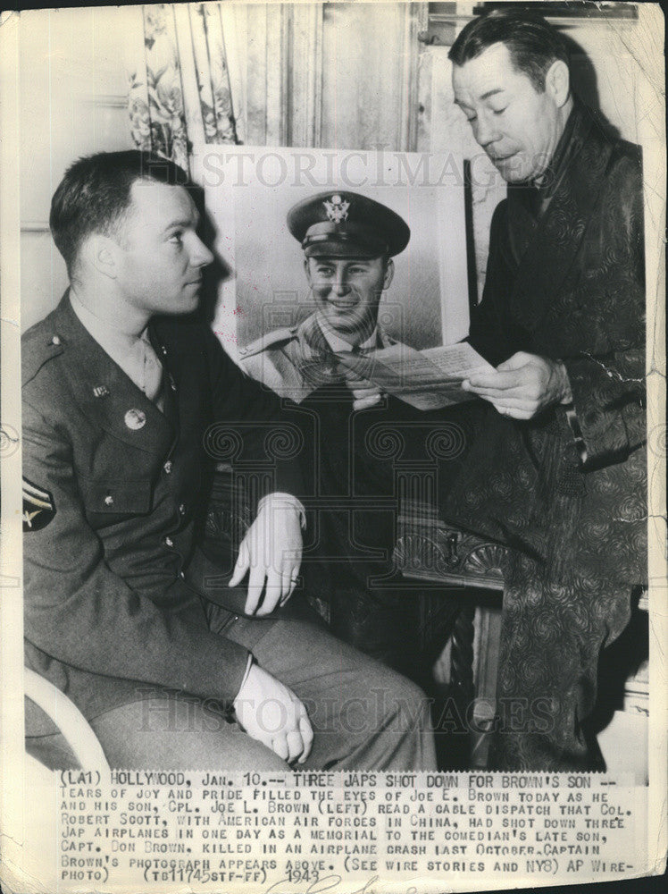 1943 Press Photo Japanese planes shot down in name of Joe E. Brown&#39;s son. - Historic Images