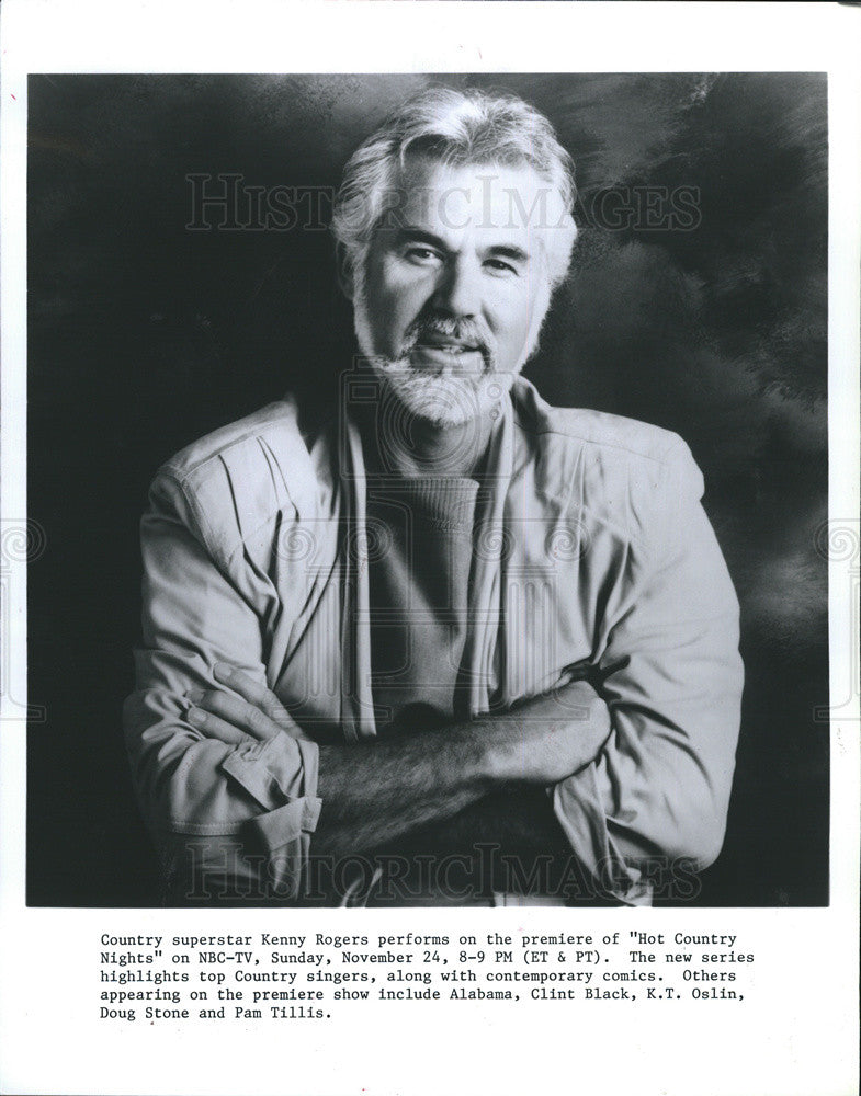 1991 Press Photo Singer Kenny Rogers Performs On NBC Show Hot Country Nights - Historic Images