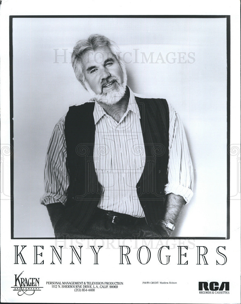 Press Photo Kenny Rogers Country Music Singer RCA Records Publicity Photograph - Historic Images