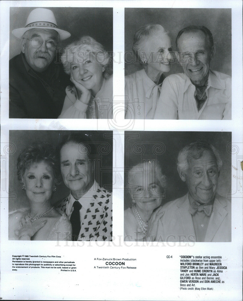 1995 Press Photo Cocoon Film Wilford Brimley Maureen Stapleton Jessica Tandy - Historic Images