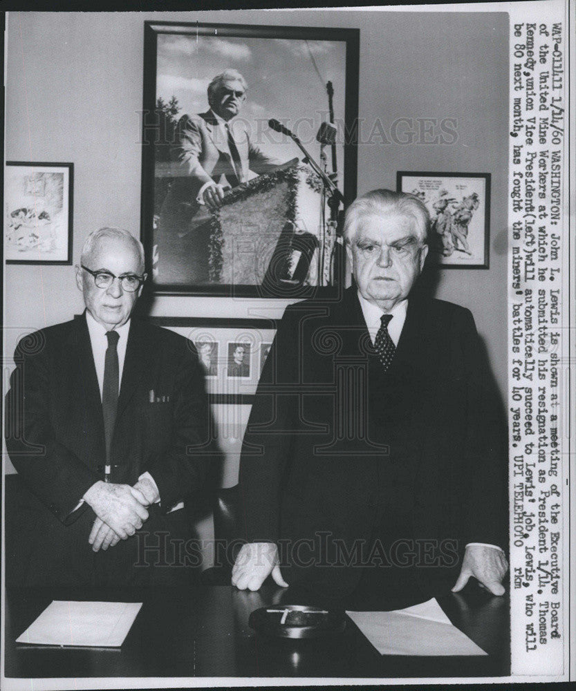 1960 Press Photo John Lewis of United Mine Workers &amp; Thomas Kennedy Union VP - Historic Images