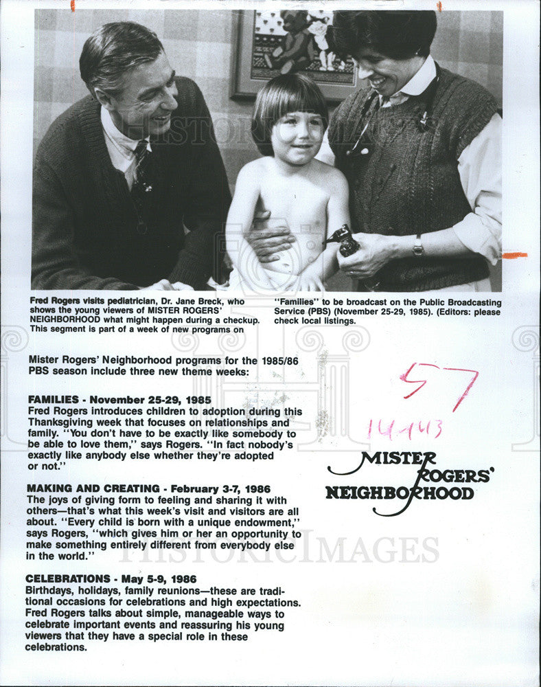 1985 Press Photo Mister Rogers&#39; Neighborhood - Historic Images