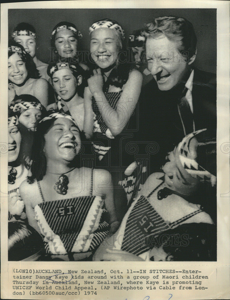 1974 Press Photo Danny Kaye in New Zealand - Historic Images