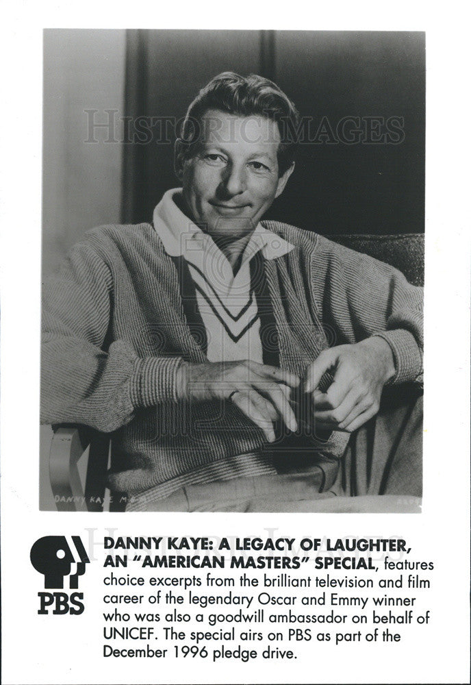 1996 Press Photo Actor DAnny Kaye in &quot;American Master&quot; - Historic Images