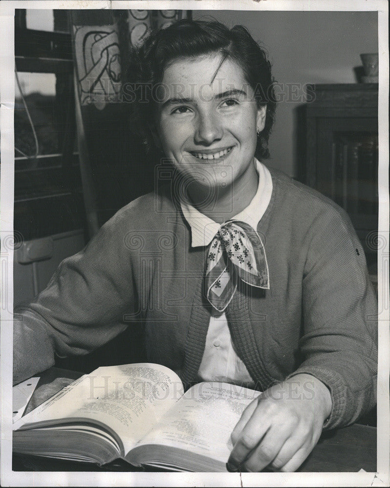 1954 Press Photo Iva Fric, 16, has lived in four countries due to family belief. - Historic Images