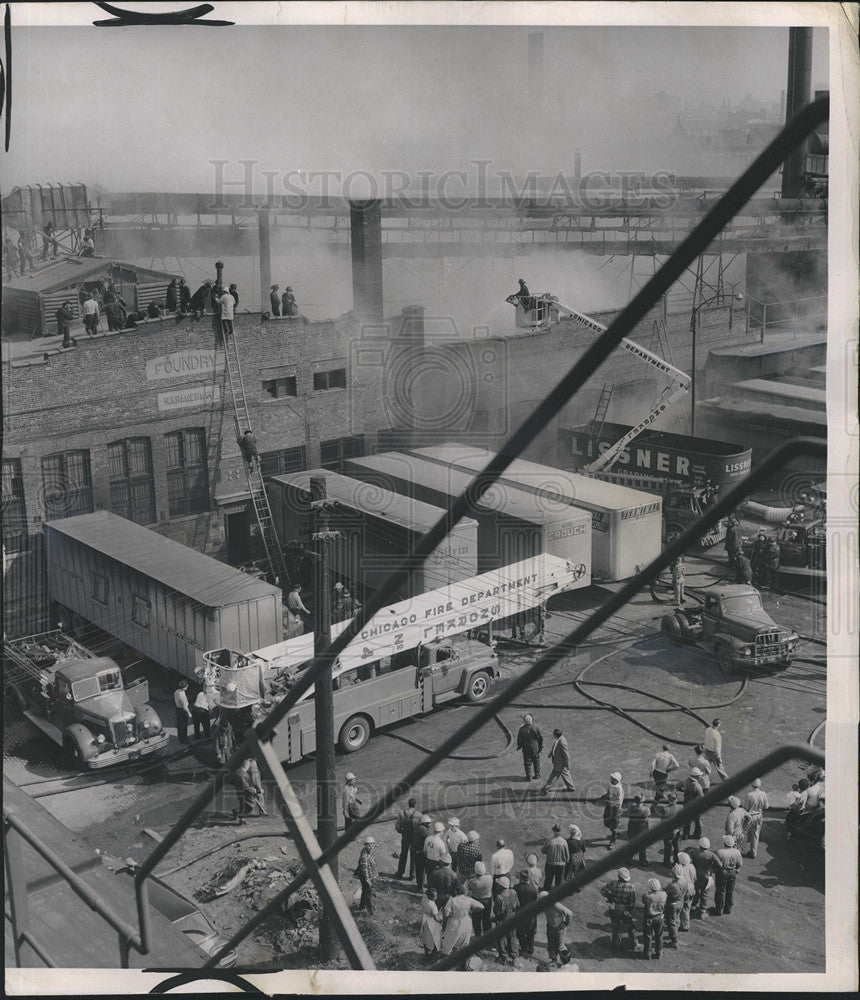 1963 Press Photo fire at Kramer Foundry - Historic Images