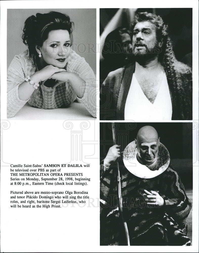 1998 Press Photo Olga Borodina, Placido Domingo &amp; Sergei Leiferkus - Historic Images