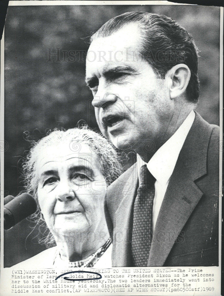 1969 Press Photo Israels Prime Minister Golda Meir &amp; Pres Richard Nixon - Historic Images