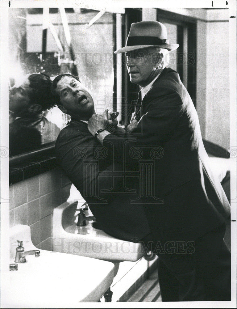 1989 Press Photo Actors George Peppard And Paul Tuerpe In &quot;Man Against The Mob&quot; - Historic Images