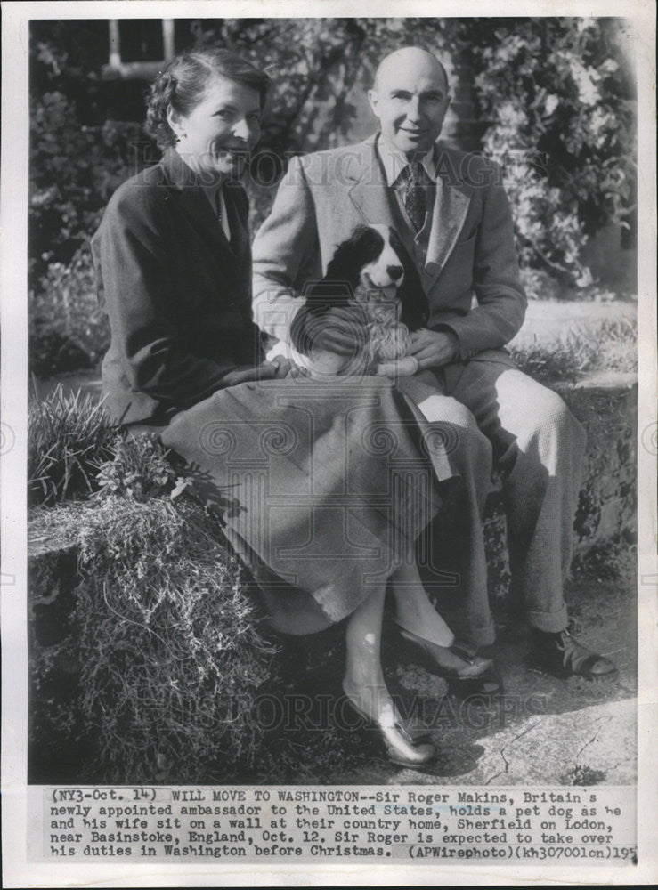 1952 Press Photo Sir Roger Makins and wife,he is new Ambs. to U.S. - Historic Images