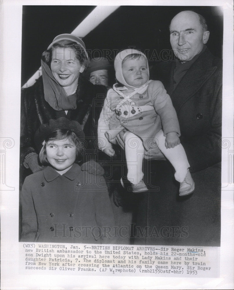 1953 Press Photo Sir Roger Makins British ambassador United States family - Historic Images