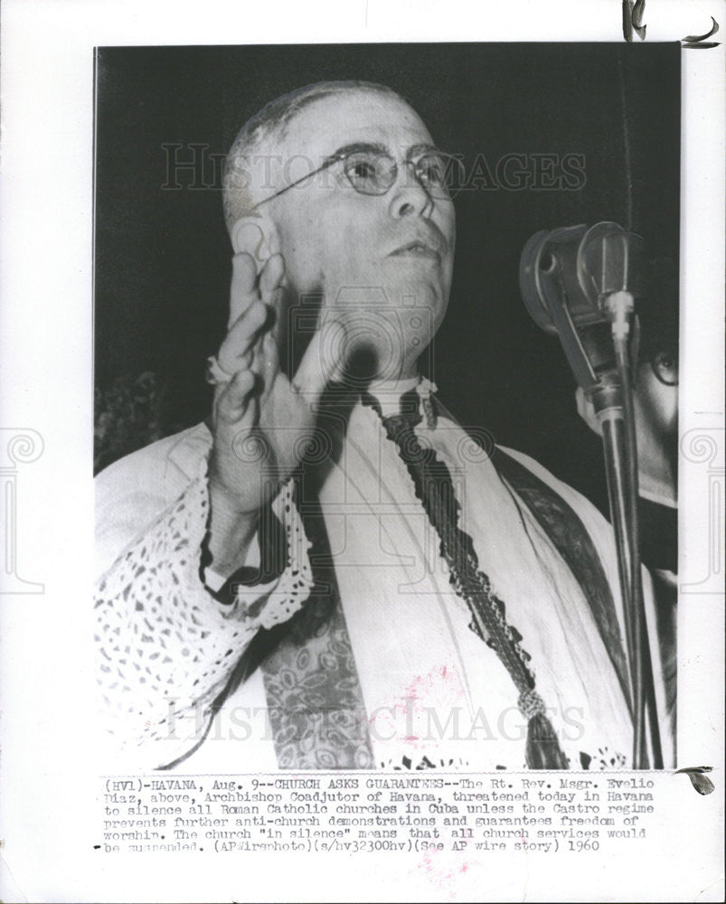 1960 Press Photo Rt. Rev Magr. Evelio Diaz Archbishop Coadjutor of Havana - Historic Images