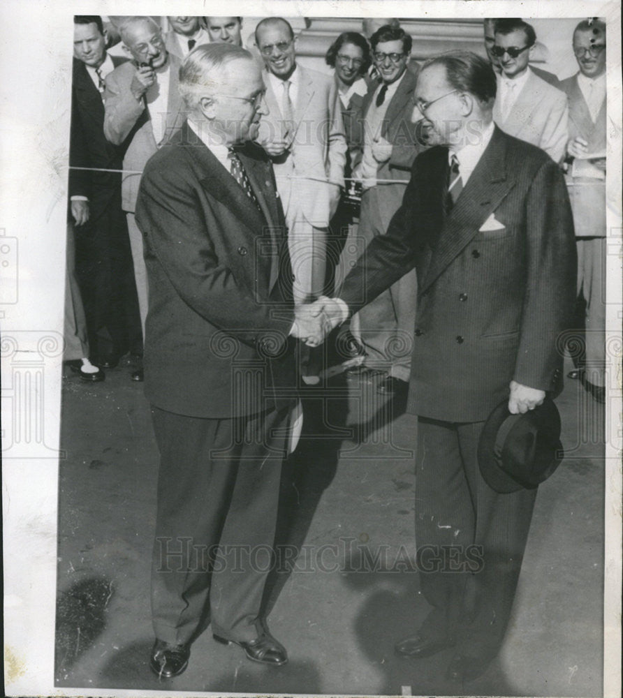 1951 Press Photo Pres Truman Italian Prime Minister Alcide de Gasperi Union Stat - Historic Images