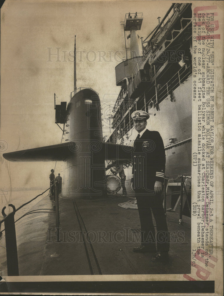 1977 Press Photo cmdr. Mike Dehaemer nuclear submarine - Historic Images