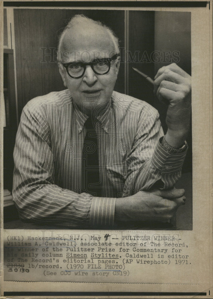 1970 Press Photo Pulitzer Prize winner William A. Caldwell - Historic Images