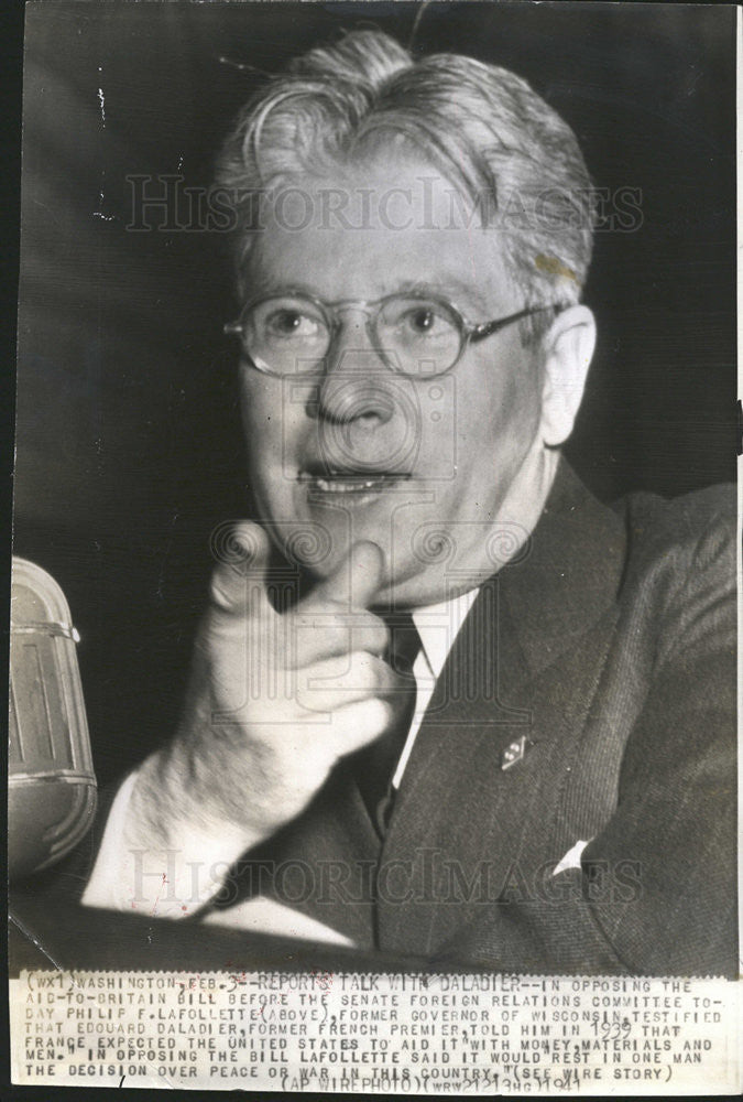 1941 Press Photo Philip F LaFollett,Wis. Gov - Historic Images