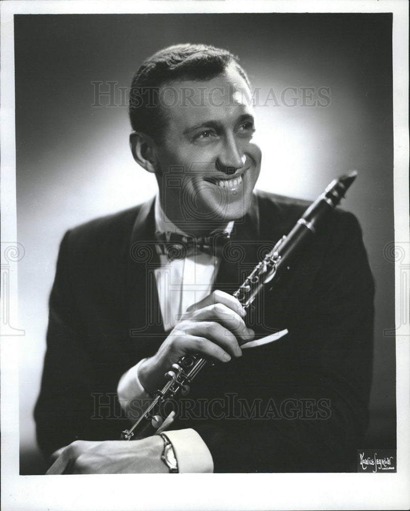 Undated Press Photo Norm Ladd Holding Clarinet played At Aragon Ballroom - Historic Images